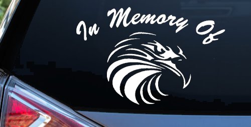 In Memory Eagle Head Military Decal Car Truck Window Sticker Vinyl (White)