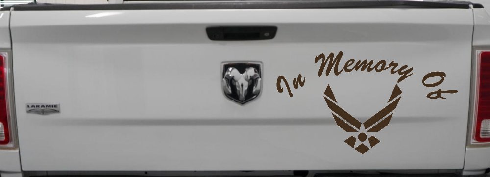 In Memory Of US Air Force Military Car or Truck Window Decal Sticker (Brown)