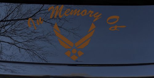 In Memory Of US Air Force Military Car or Truck Window Decal Sticker (Copper)