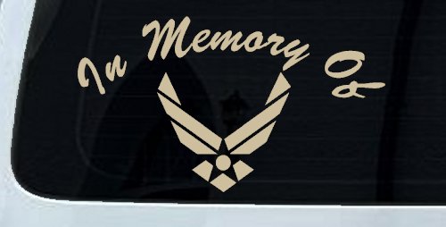 In Memory Of US Air Force Military Car or Truck Window Decal Sticker (Desert Sand)