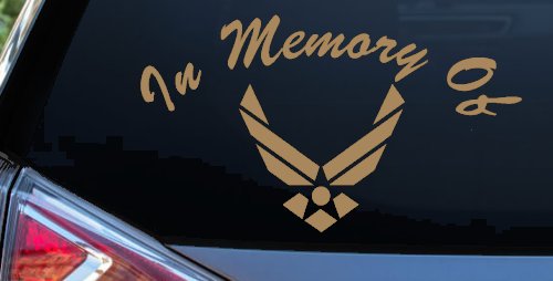 In Memory Of US Air Force Military Car or Truck Window Decal Sticker (Light Brown)