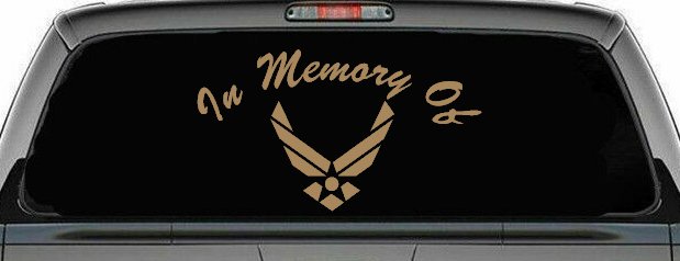 In Memory Of US Air Force Car or Truck Vinyl Window Decal Sticker (Light Brown)