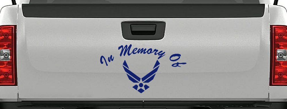In Memory Of US Air Force Military Car or Truck Window Decal Sticker (Navy)