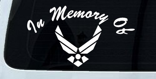 In Memory Of US Air Force Military Car or Truck Window Decal Sticker (White)