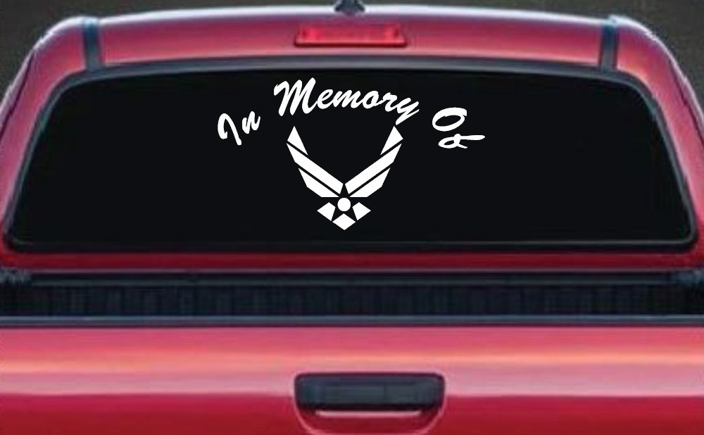 In Memory Of US Air Force Military Car or Truck Window Decal Sticker (White)