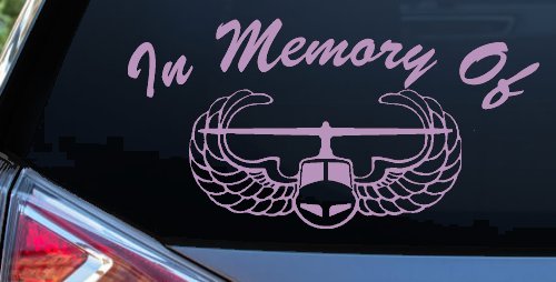 In Memory Of Helicopter with Wings Military Car or Truck Window Decal Sticker (Lilac)