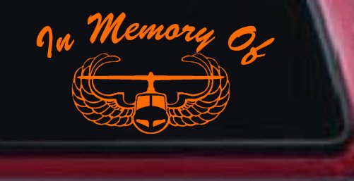 In Memory Airborne Decal Military Truck Car Window Sticker (Orange)