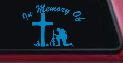 In Memory Of Troop at Cross Military Car or Truck Window Decal Sticker