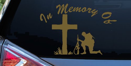 In Memory Of Troop at Cross Military Car or Truck Window Decal Sticker
