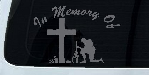 In Memory Of Troop at Cross Military Car or Truck Window Decal Sticker