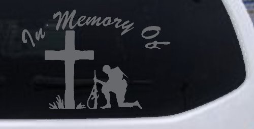 In Memory Of Troop at Cross Military Car or Truck Window Decal Sticker
