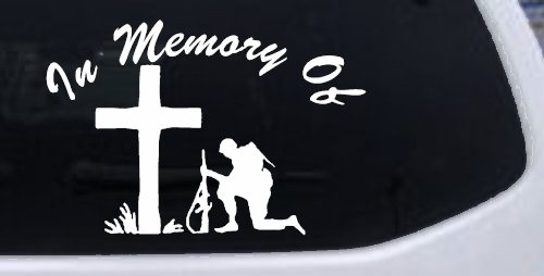 In Memory Of Troop at Cross Military Car or Truck Window Decal Sticker