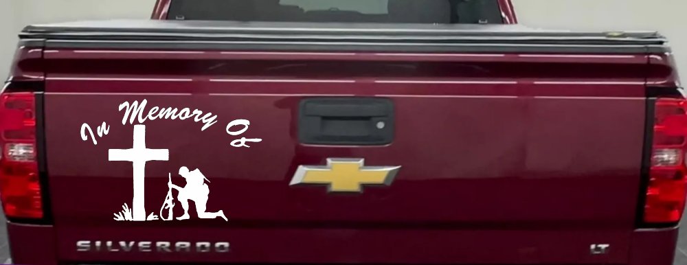 In Memory Of Troop at Cross Military Car or Truck Window Decal Sticker