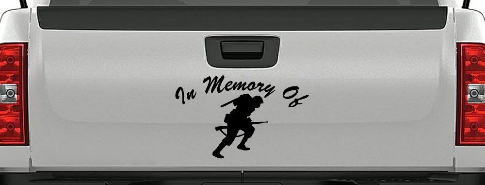 In Memory Of Military Troop Military Car or Truck Window Decal Sticker (Black)