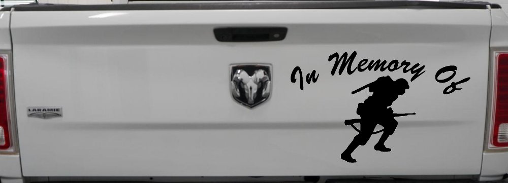 In Memory Of Military Troop Military Car or Truck Window Decal Sticker (Black)