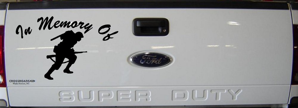 In Memory Of Military Troop Car or Truck Vinyl Window Decal Sticker (Black)