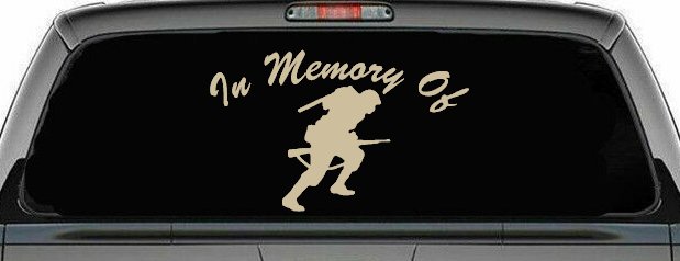 In Memory Of Military Troop Military Car or Truck Window Decal Sticker (Desert Sand)