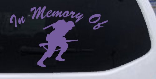 In Memory Of Military Troop Military Car or Truck Window Decal Sticker (Purple)