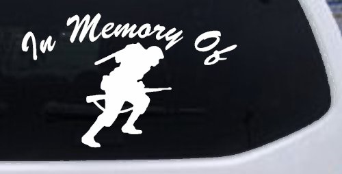 In Memory Of Military Troop Military Car or Truck Window Decal Sticker (White)