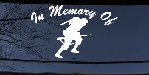 In Memory Of Military Troop Military Car or Truck Window Decal Sticker (White)