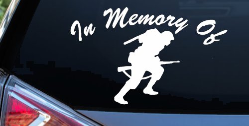 In Memory Of Military Troop Military Car or Truck Window Decal Sticker (White)