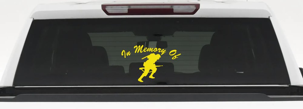 In Memory Of Military Troop Military Car or Truck Window Decal Sticker (Yellow)