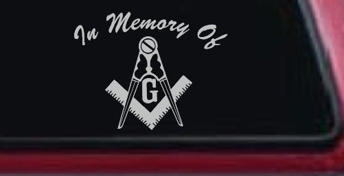 In Memory Of Masonic Square and Compass Car or Truck Window Decal Sticker