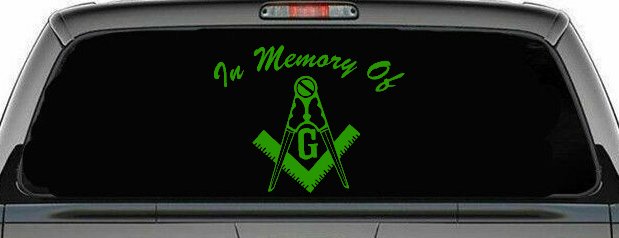 In Memory Of Masonic Square and Compass Car or Truck Window Decal Sticker