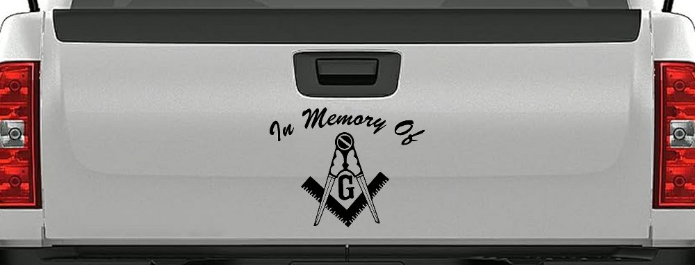 In Memory Of Masonic Square and Compass Car or Truck Window Decal Sticker