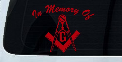 In Memory Of Masonic Square and Compass Car or Truck Window Decal Sticker