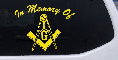 In Memory Of Masonic Square and Compass Car or Truck Window Decal Sticker