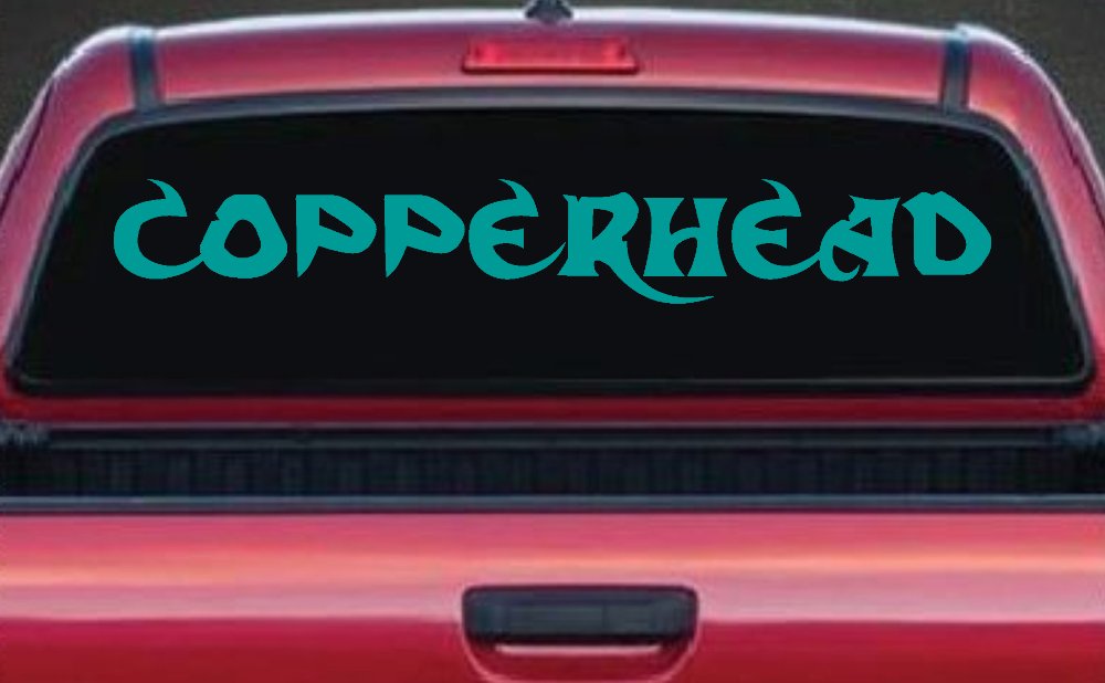 Copperhead Biker Car or Truck Window Decal Sticker (Turquoise)