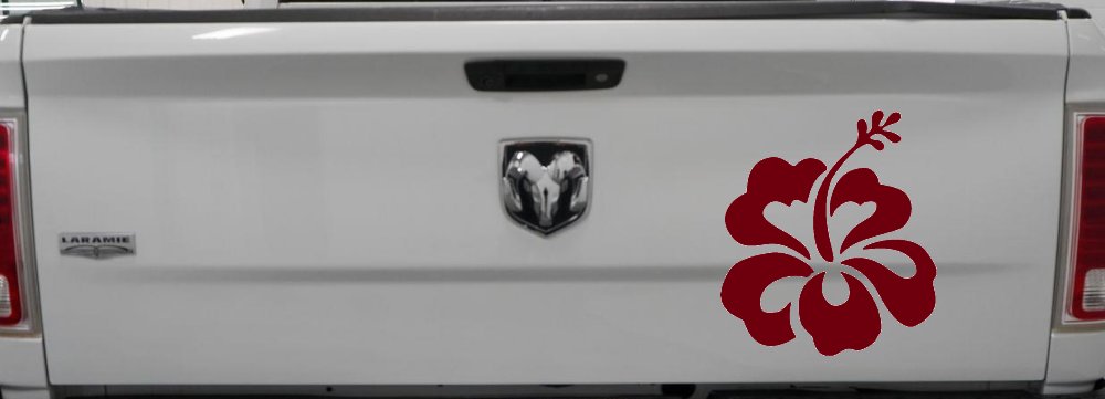 Hibiscus Flower Car or Truck Window Decal Sticker (Burgundy)
