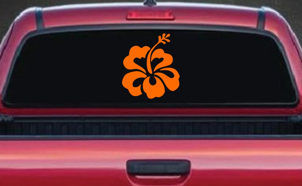 Hibiscus Flower Car or Truck Window Decal Sticker (Orange)