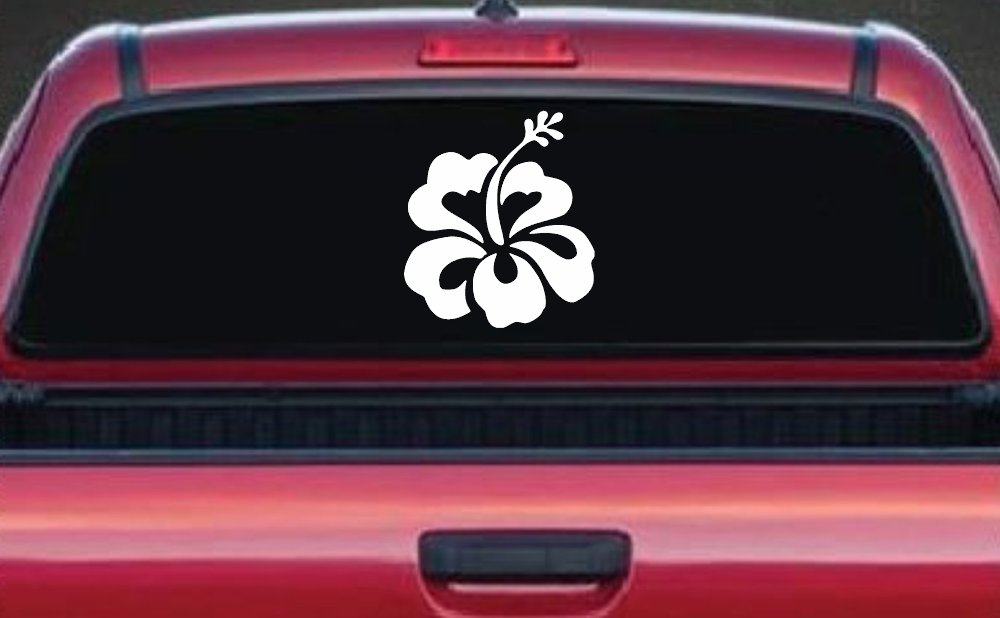 Hibiscus Flower Car Truck Window Vinyl Decal Sticker (White)