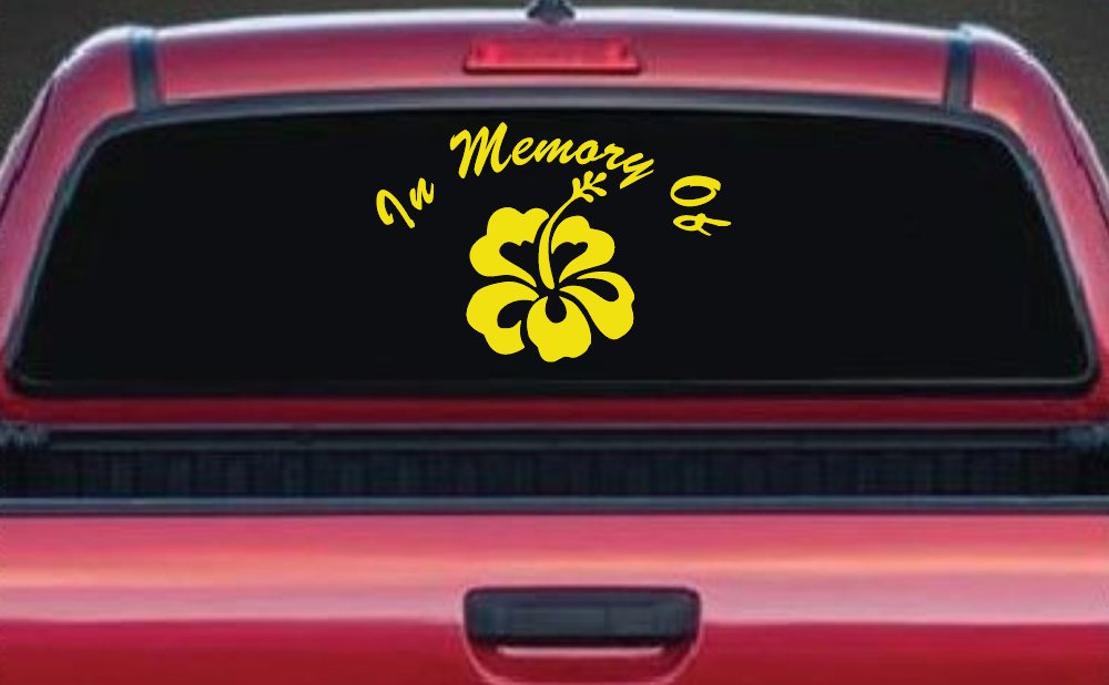 In Memory Of Hibiscus Flower Car or Truck Window Decal Sticker