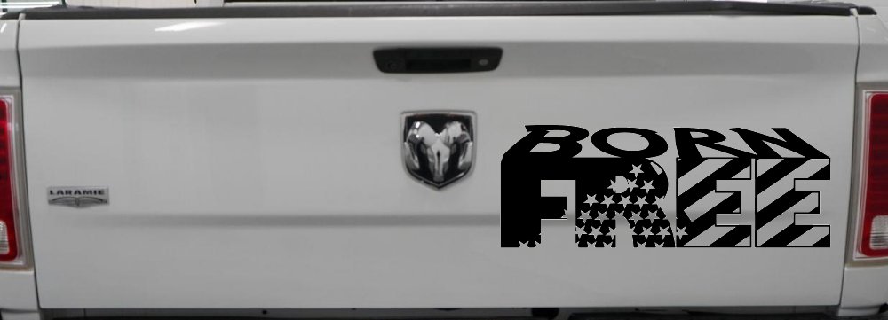 Born Free American Flag Freedom Car or Truck Window Decal Sticker (Black)