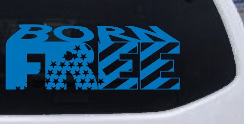 Born Free American Flag Freedom Car or Truck Window Decal Sticker (Sky Blue)