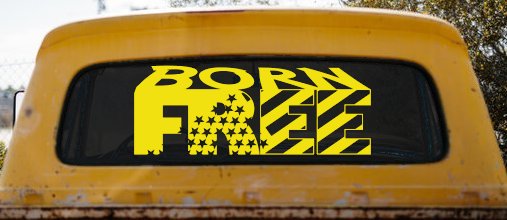 Born Free American Flag Freedom Car or Truck Window Decal Sticker (Yellow)
