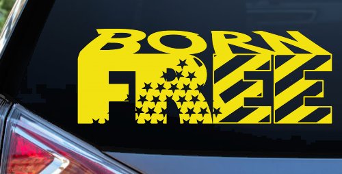 Born Free American Flag Freedom Car or Truck Window Decal Sticker (Yellow)