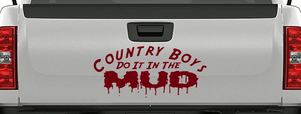 Country Boys Do It In the Mud Funny Off Road Car or Truck Window Decal Sticker (Burgundy)