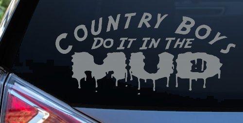 Country Boys Do It In the Mud Funny Off Road Car or Truck Window Decal Sticker (Telegrey)