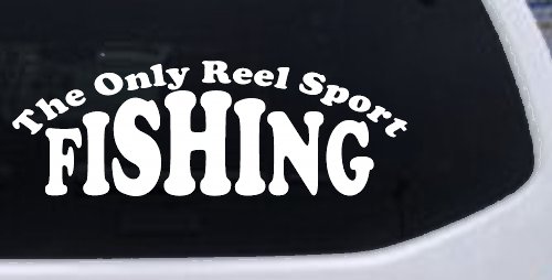 The Only Reel Sport Fishing Car or Truck Vinyl Window Decal Sticker (White)