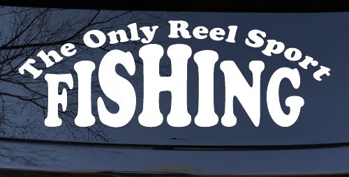 The Only Reel Sport Fishing Car or Truck Vinyl Window Decal Sticker (White)