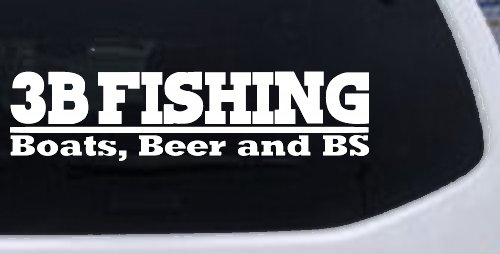 Boats Beer and BS Fishing Car or Truck Window Decal Sticker (White)
