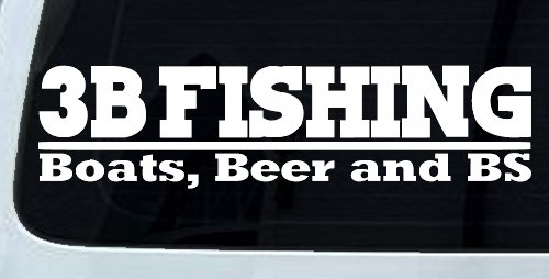 Boats Beer and BS Fishing Car or Truck Window Decal Sticker (White)