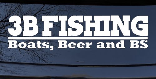 Boats Beer and BS Fishing Car or Truck Vinyl Window Decal Sticker (White)