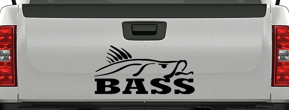 Bass Fishing Car or Truck Window Decal Sticker (Black)