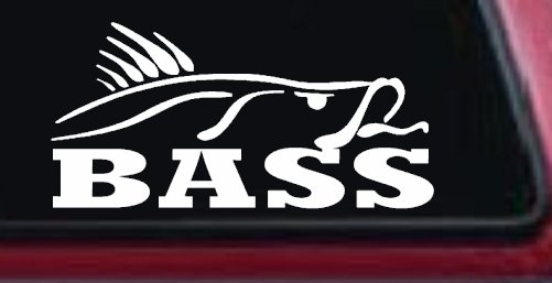 Bass Fishing Car Truck Window Vinyl Decal Sticker Perfect for Anglers (White)