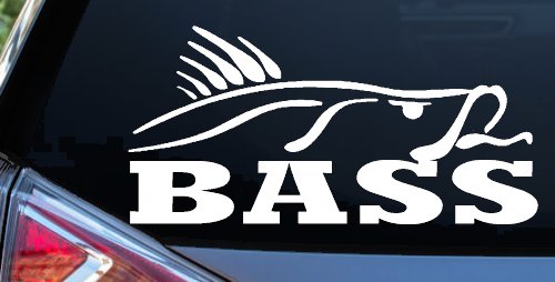Bass Fishing Car Truck Window Vinyl Decal Sticker Perfect for Anglers (White)